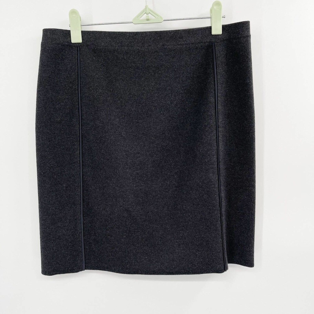 Worth Knit Pencil Skirt Black Size S‎ Pull On Stretch Cashmere Silk Trim